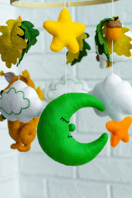 Дитячий музичний мобіль на ліжечко для немовлят WooolyWool «Білочка» з 35 мелодіями Київ - фото 5