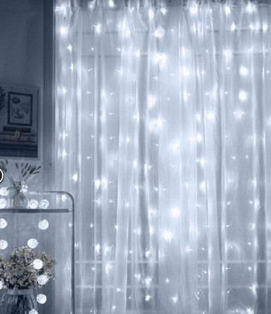 Гирлянда штора Водопад 3х2 м 400 LED (прозрачный шнур, с переходником) Белый свет Винница - изображение 9