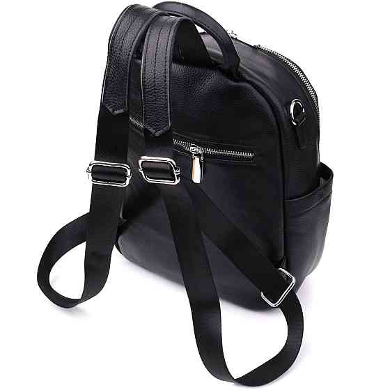 Практичний жіночий рюкзак з натуральної шкіри Vintage 23057 Чорний Київ