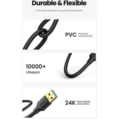 Дата кабель USB 3.0 AM/AM 2.0m US128 black Ugreen (10371) Вінниця