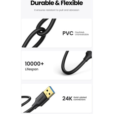 Дата кабель USB 3.0 AM/AM 2.0m US128 black Ugreen (10371) Винница - изображение 6