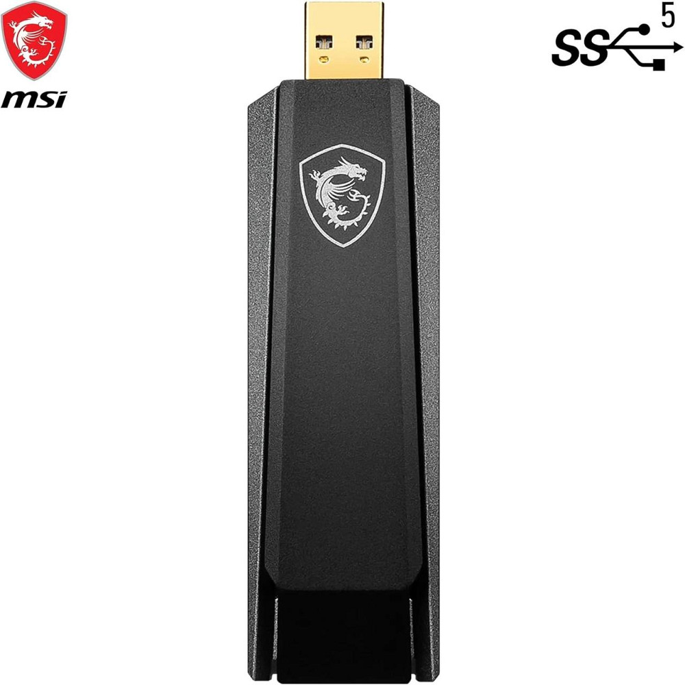 Адаптер Wi-Fi 6 MSI AX1800, мережева карта WLAN до 1800 Мбіт/с, USB 3.2 Gen 1 Type-A, MU-MIMO з антеною та підставкою,  WPA3 Київ - фото 5