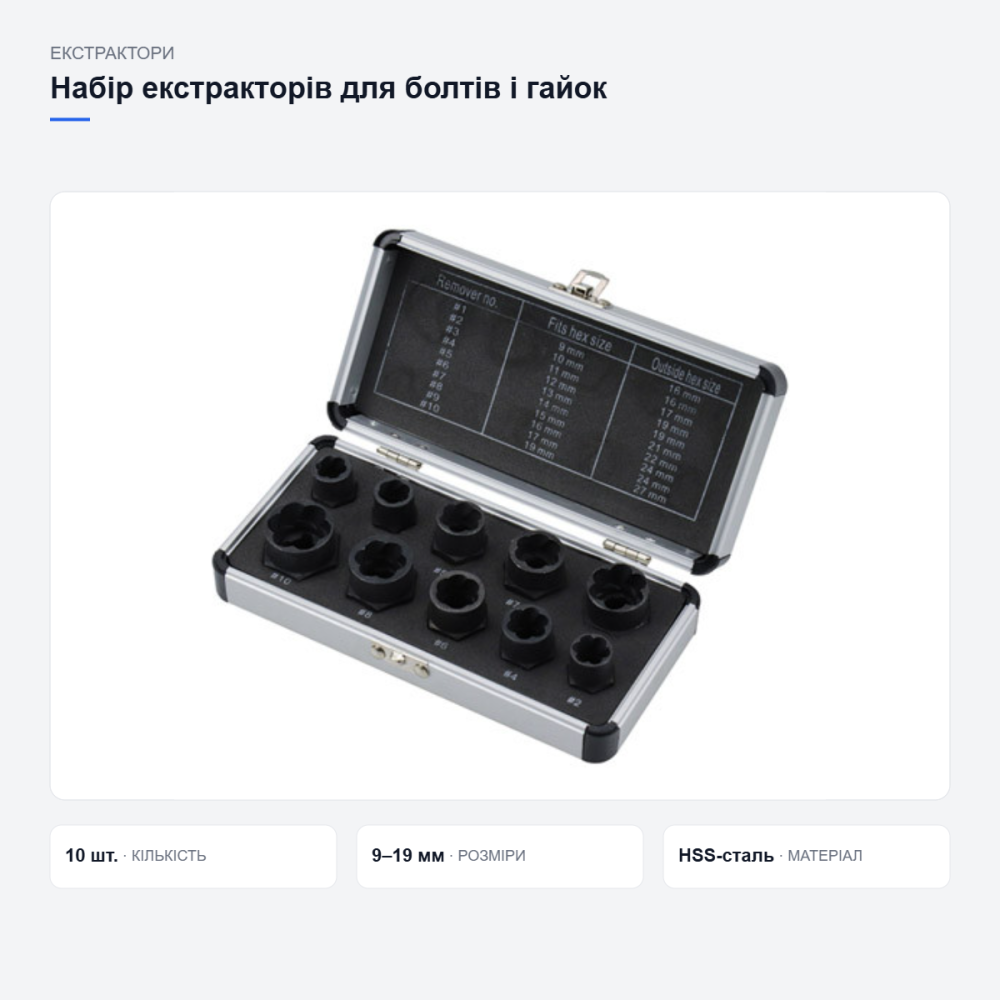 Набор экстракторов для поврежденных болтов и гаек Киев - изображение 6