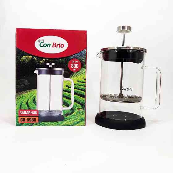 Заварний скляний чайник Con Brio CB-5980 800 мл, Багаторазовий френч-прес, Френч-прес KX-960 для чаю Київ