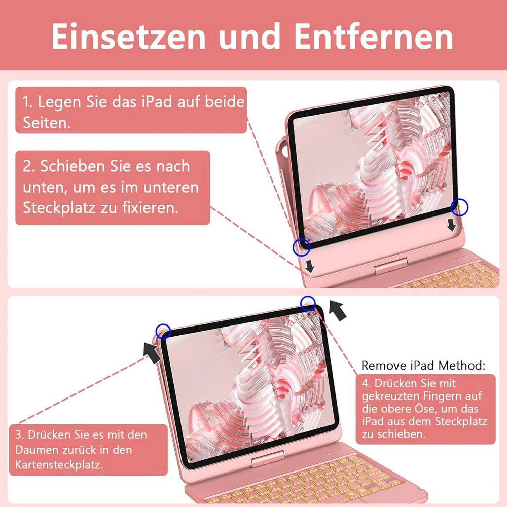 Чехол-клавиатура Bluetooth для iPad 10 (2022/11-го поколения) A16 2025 (10,9/11 дюймов) с тачпадом, вращением на 360° и подсветкой Днепр - изображение 5