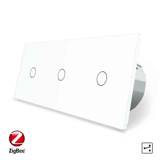 Розумний сенсорний прохідний/перехресний вимикач 3 сенсора (1-1-1) Livolo білий скло (VL-C703SZ-11) Коломия