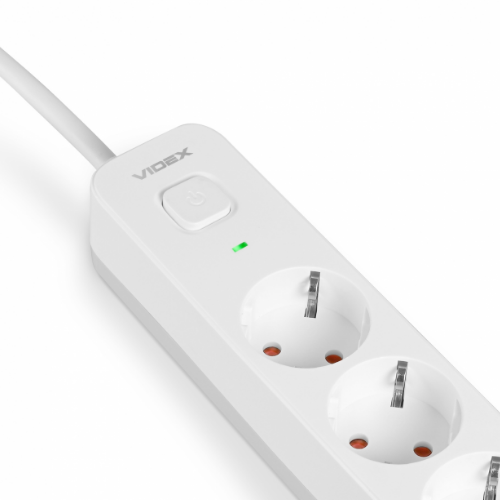 Мережевий подовжувач із заземленням 4 розетки/1USB-A/1Type-C 3м з кнопкою білий VF-PD43G1QC1PD-W Oncord Videx Житомир