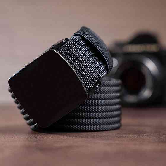 Плотный текстильный мужской ремень Черный (Vintage) Киев