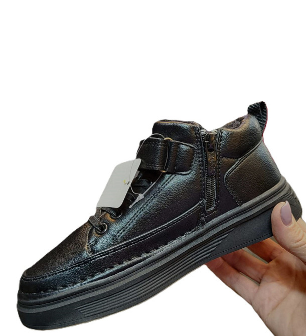 Ботинки на флисе для мальчика подростка черные 32,33,34,35,36,37 Николаев - изображение 3