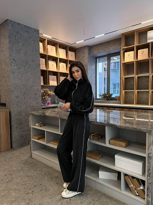 Женский велюровый костюм двойка кофта и штаны Черный, 42/46 Одесса - изображение 6