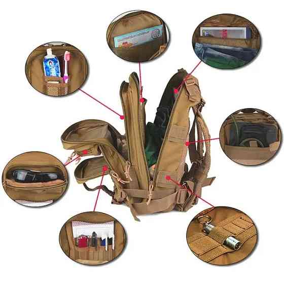 Тактичний рюкзак 35 л койот з кордури з MOLLE, військовий туристичний рюкзак з кишенями для походів і повсякденного використання Київ