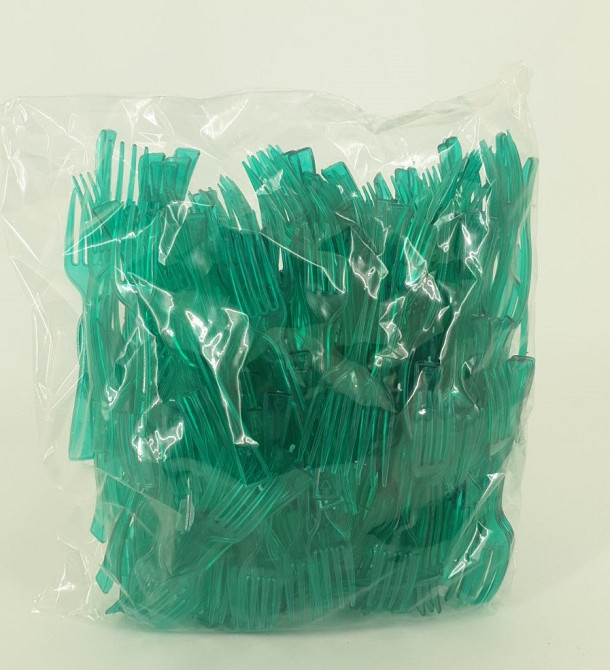 Вилка одноразова пластикова для фруктів Юніта Зелена (250 шт) Харків - фото 2