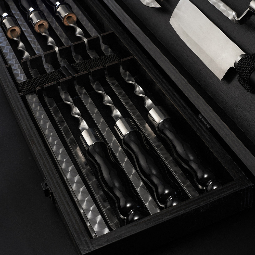 Шампури подарункові набір бокс для пікніка гриля та барбекю Оригінальні Віп подарунки на день народження татові, хлопцю, Тернопіль - фото 6