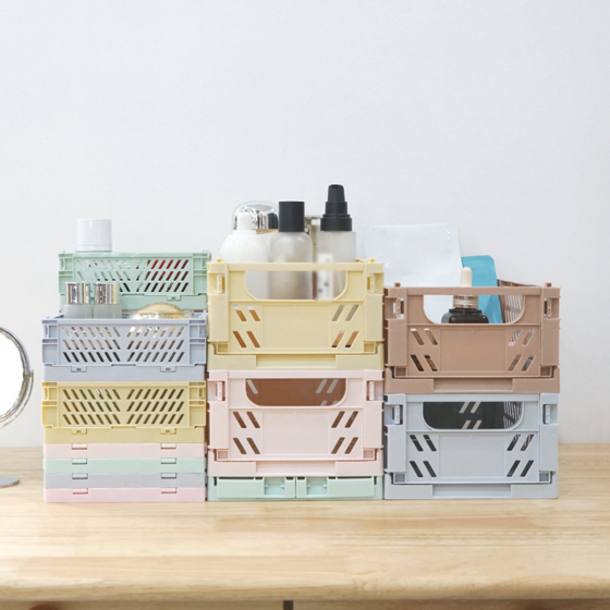 Пластиковий органайзер, складний кошик для зберігання, контейнер з ручками, 15×9.8×5.7см, колір рожевий Кам'янець-Подільський