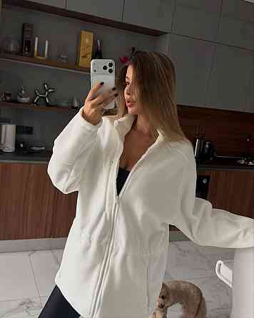 Жіноча повсякденна тепла кофта двосторонній поларфліс Молочний Одеса