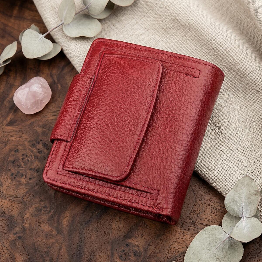 Жіночий шкіряний гаманець для карток купюр та монет ST Leather 18499 Червоний Київ - фото 16