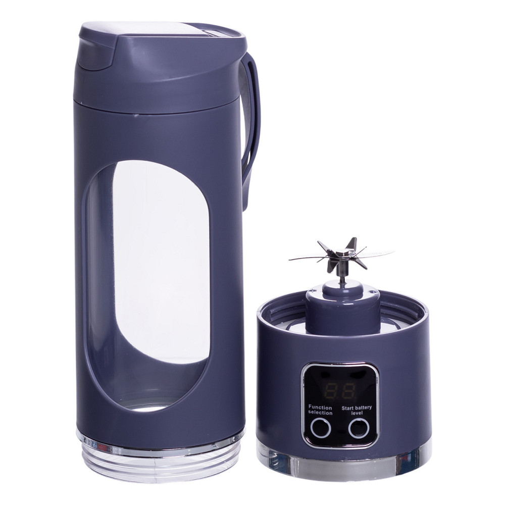 Портативний блендер для смузі на акумуляторі 450 мл блендер пляшка 25 Вт USB Сірий HP-11-10G Коломия - фото 5