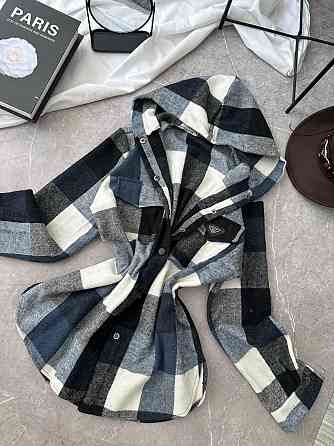 Жіноча повсякденна сорочка в клітинку з капюшоном турецький кашемір Джинс, 48/52 Одеса