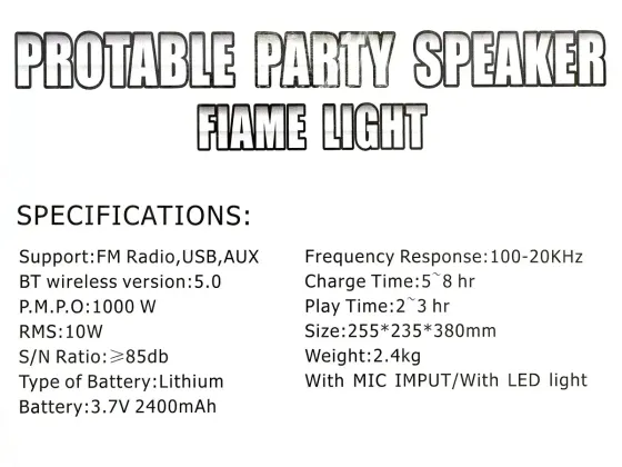 Портативная Bluetooth колонка RX-8133 с LED подсветкой, FM, USB, TF, TWS, микрофоном, 8