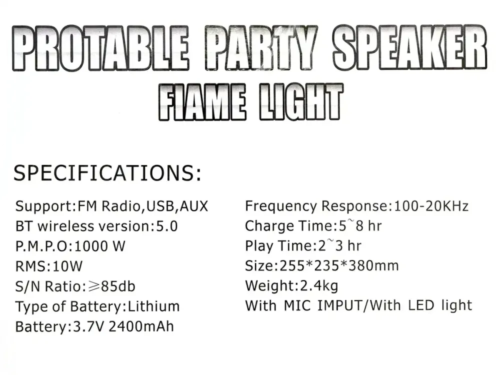 Портативна Bluetooth колонка RX-8133 з LED підсвічуванням, FM, USB, TF, TWS, мікрофоном, 8" динамік, 30Вт, до 10г Одеса - фото 3