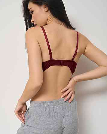 Бюстгальтер хлопковый в рубчик Nicoletta 80574 85B, Бордовый Киев