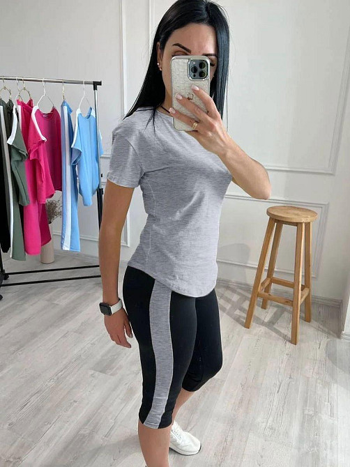 Спортивний костюм з бриджами "Dion" оптом | Норма Сірий, 46-48 Київ - фото 4