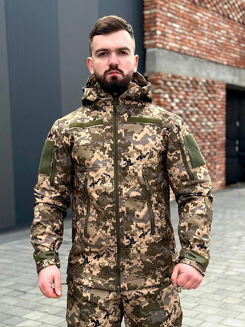 Мужская военная пиксельная куртка soft shell демисезонная тактическая куртка софт шел для военнослужащих Львов - изображение 9