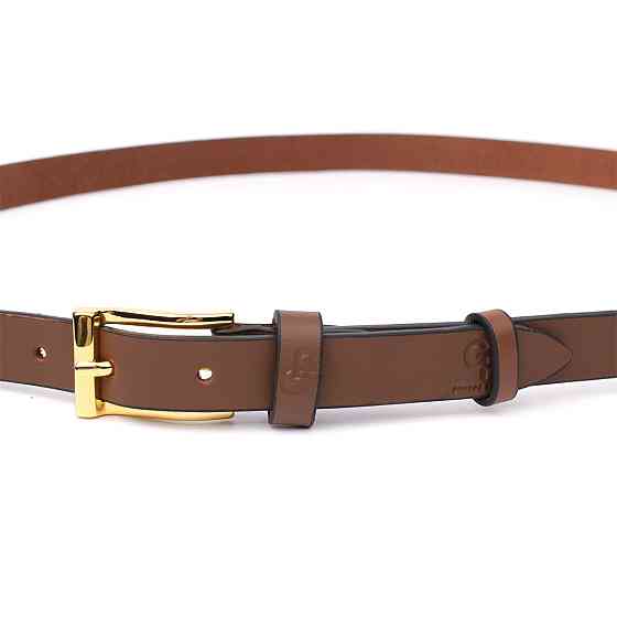 Модний вузький шкіряний ремінь для жінок GRANDE PELLE 22954 Світло-коричневий Київ