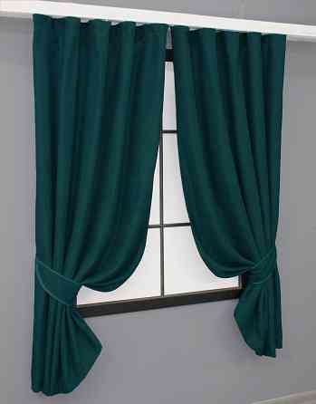Комплект коротких штор VR-Textil Микровелюр Petek № 1494ш Изумрудный 140х170 см 2 шт (35-0222) Киев