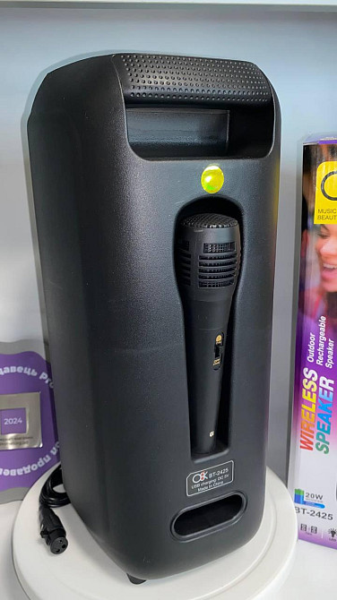 Колонка музична портативна Bluetooth з мікрофоном 4" BT-2425, 20Вт, FM-радіо, USB, TF, AUX, LED підсвітка Одеса - фото 6