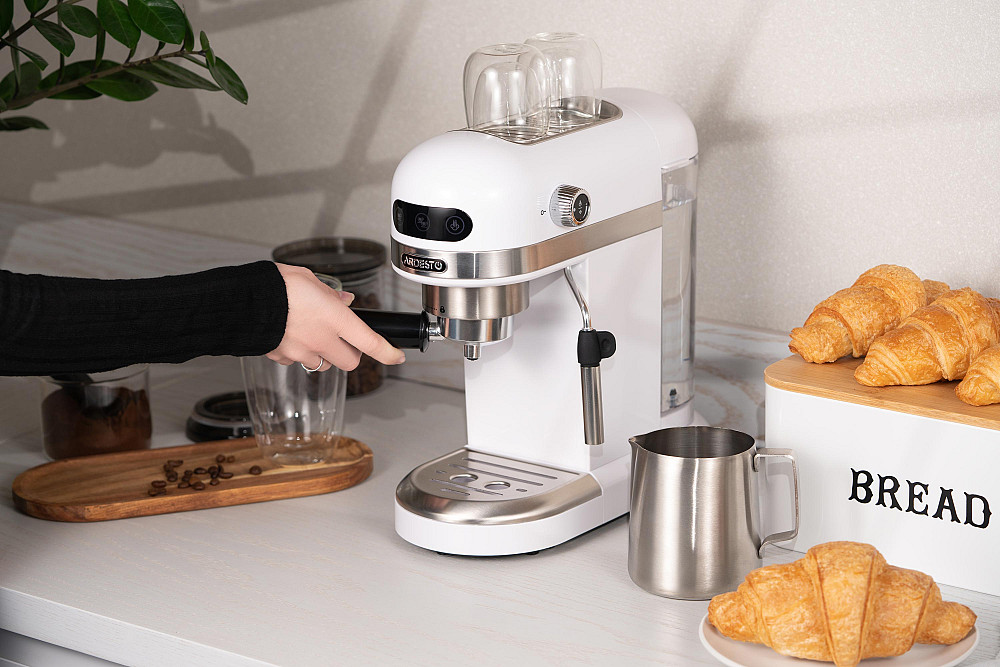 Кавоварка ARDESTO ріжкова 1.4л, мелена, ручний капучинатор, підігрів чашок, білий Київ - фото 5