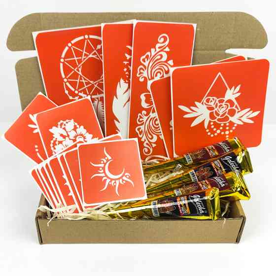 Набір хни з трафаретами для біо-тату №6 henna-set-06 Вінниця