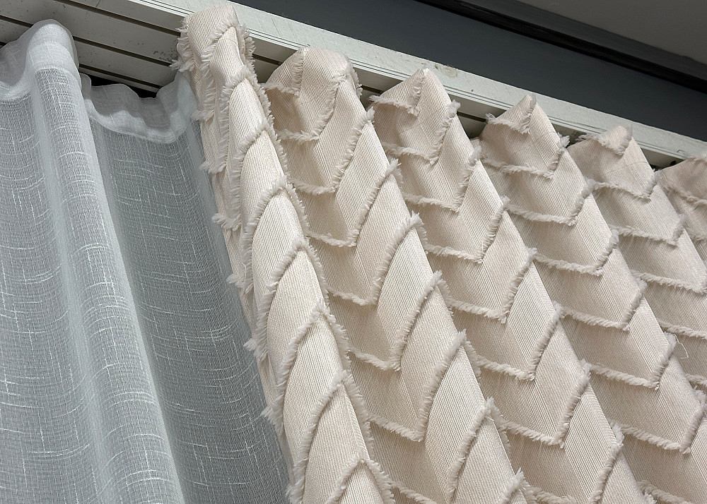 Комплект штор VR-Textil Лен Букле 100х270 2шт и Тюль 300х270 1806ш-115т Айвори с белым 71-042/1 Киев - изображение 8