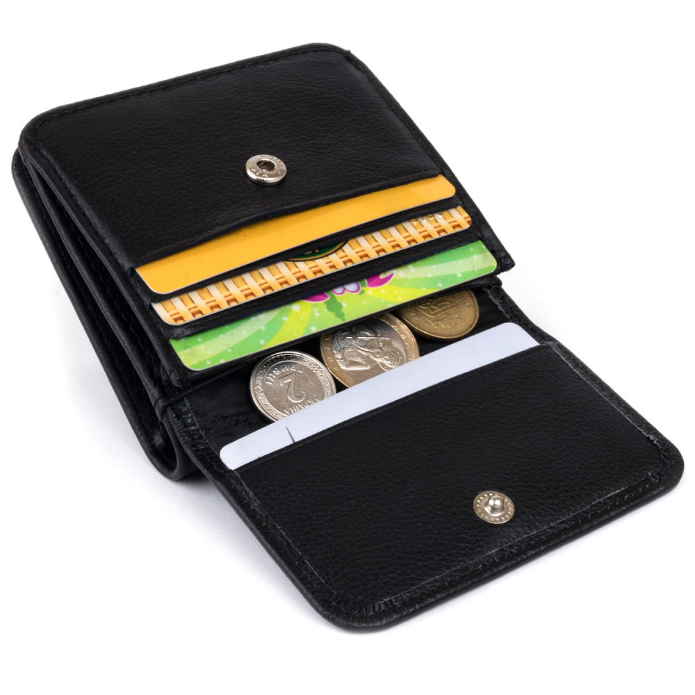 Маленький кошелек на кнопке женский Черный (ST Leather) Киев - изображение 9