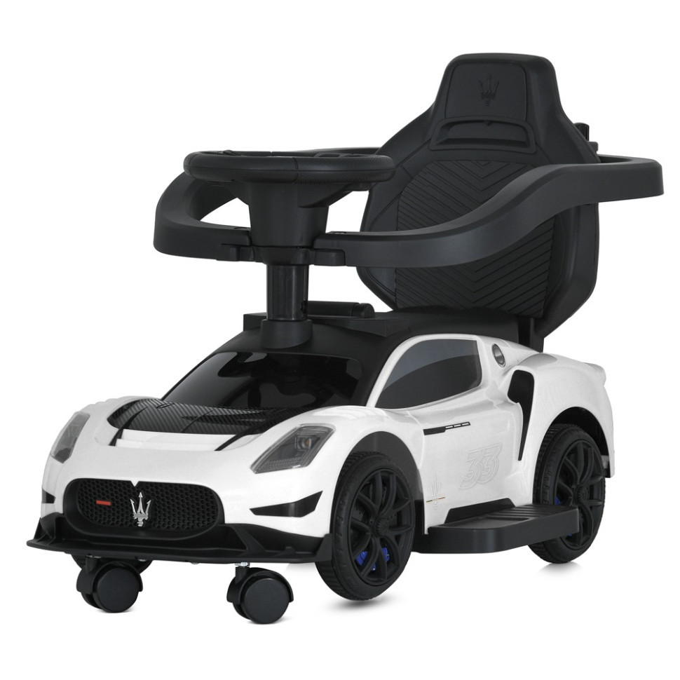 Дитяча каталка-толокар 2 в 1 M 5106-1 білий, з батьківською ручкою Вінниця - фото 7