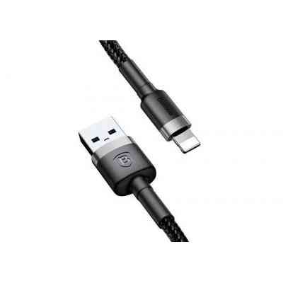 Дата кабель USB 2.0 AM to Lightning 1.0m Cafule 2.4A gray+black Baseus (CALKLF-BG1) Винница