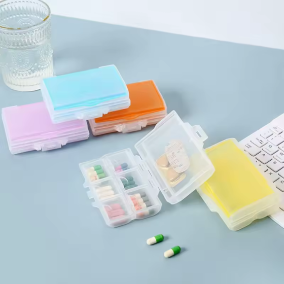 Контейнер для ліків і таблеток, бокс для дрібниць, пластиковий органайзер для зберігання, 10×10×5см, колір Blue Кам'янець-Подільський