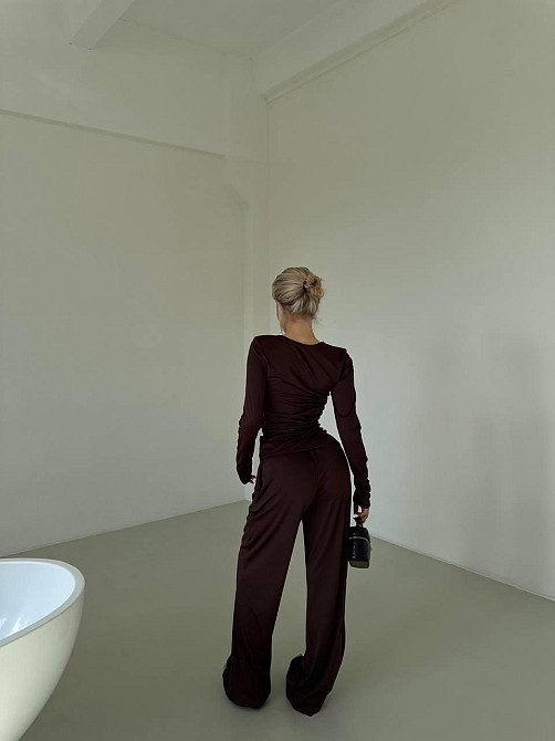 Жіночий базовий прогулянковий костюм двійка: лонгслів і штани турецький мікродайвінг Одеса - фото 6