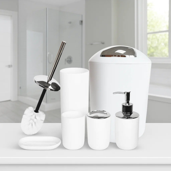 Набор аксессуаров для ванны Bathlux из 6 предметов, стильный современный комплект Белый Каменец-Подольский