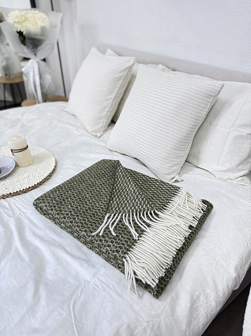 Vladi Плед Vladi 140x200 см из 100% вовни вівці з Нової Зеландії зелений Коломия - фото 3