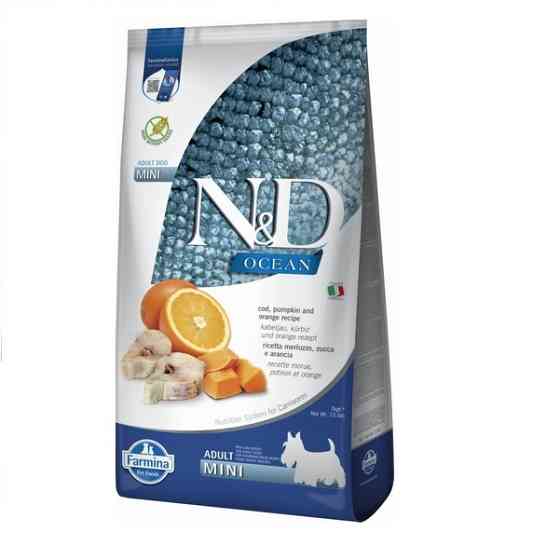 Беззерновий сухий корм Farmina N&D Grain Free Ocean Pumpkin для собак дрібних порід з тріскою та апельсином 7 кг Київ