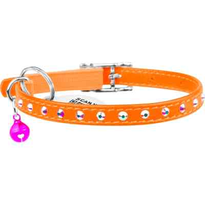 Нашийник для тварин WAUDOG GLAMOUR з резинкою і стразами для кішок (помаранчевий) (32544) Вінниця