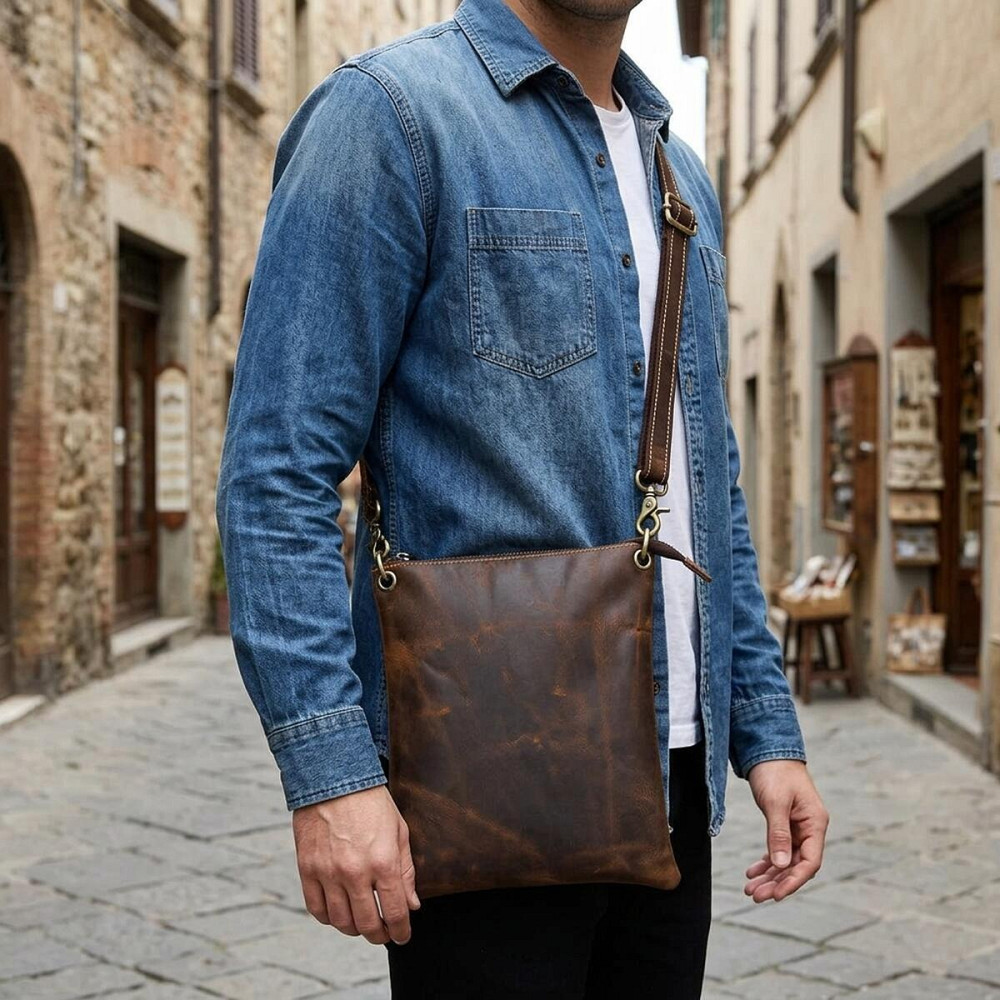 Шкіряна сумка планшет для документів та міста Vintage 14061 Коричнева Київ - фото 17