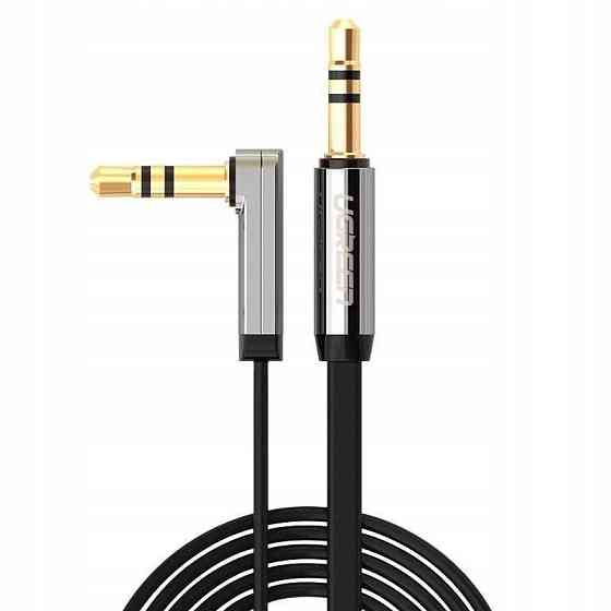 Аудио кабель UGREEN AV119 3.5mm Male to 3.5mm Male Straight to angle flat Cable 1m (Black)(UGR-10597) Одесса
