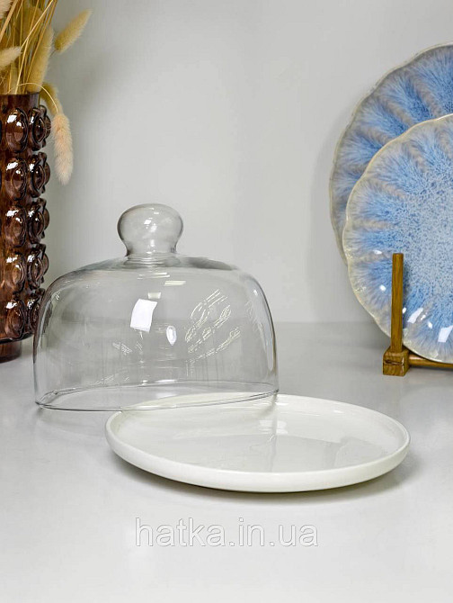 Тарілка з кришкою для зберігання  «White kitchen» 20*14,5 см кераміка + скло 8030-321 Київ - фото 7