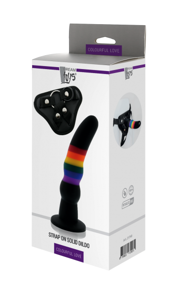 Страпон жіночий Райдужний COLOURFUL LOVE STRAP ON SOLID DILDO Sex Aura Київ - фото 2
