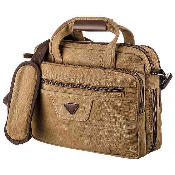 Сумка текстильная для ноутбука на два отделения Vintage 20178 Коричневая Киев