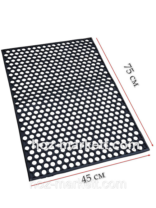 Килимок 75х45х0.9 см гумовий брудозахисний сота чорний Харків - фото 2