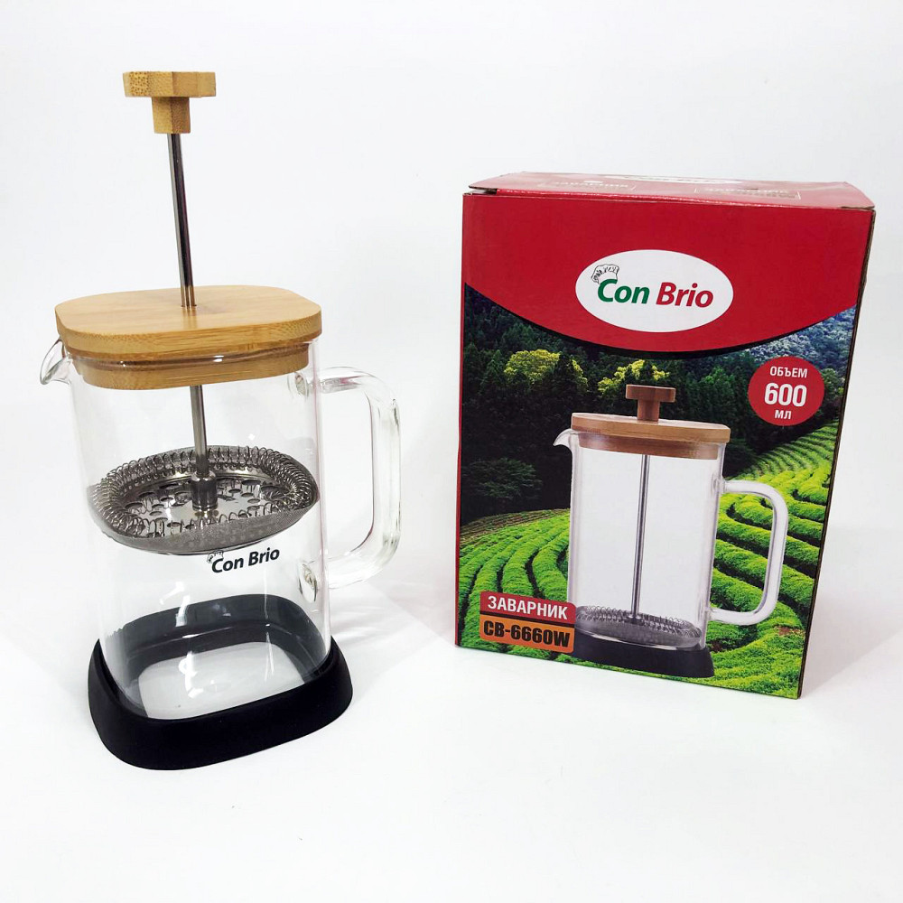 Заварочный чайник стеклянный с ручкой, Френч-пресс для дома и офиса, Заварник френч-пресс UR-93 Львов - изображение 1