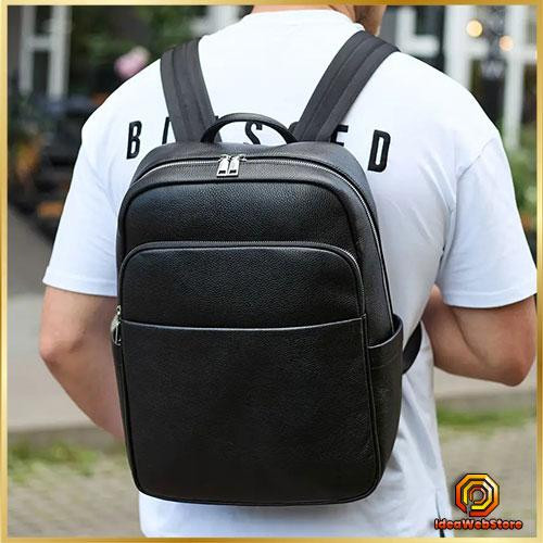 Повседневный мужской рюкзак из натуральной кожи брендовый черный современный портфель отличное качество Tiding Киев - изображение 1